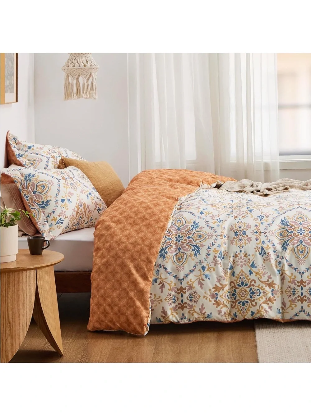 NEW Bedsure Duvet Cover King Size. Reversible Floral Pattern with Zipper Closure